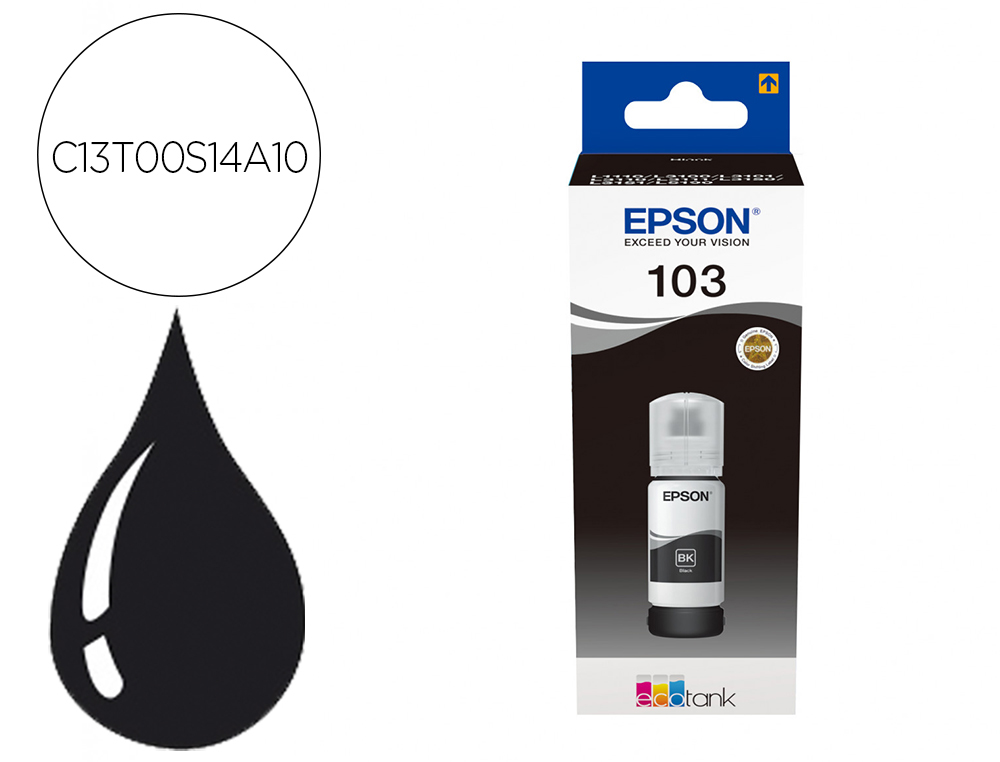 TINTA EPSON ECOTANK 103 L3110/3150/3151/5190 NEGRO BOTELLA DE 65 ML