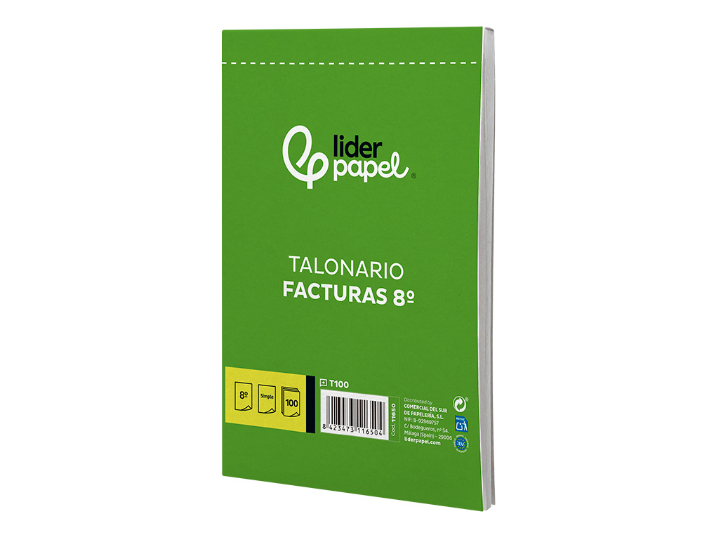 TALONARIO LIDERPAPEL FACTURAS 8 ORIGINAL T100 CON I.V.A.