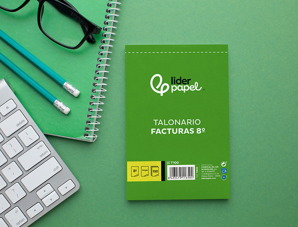 TALONARIO LIDERPAPEL FACTURAS 8 ORIGINAL T100 CON I.V.A.