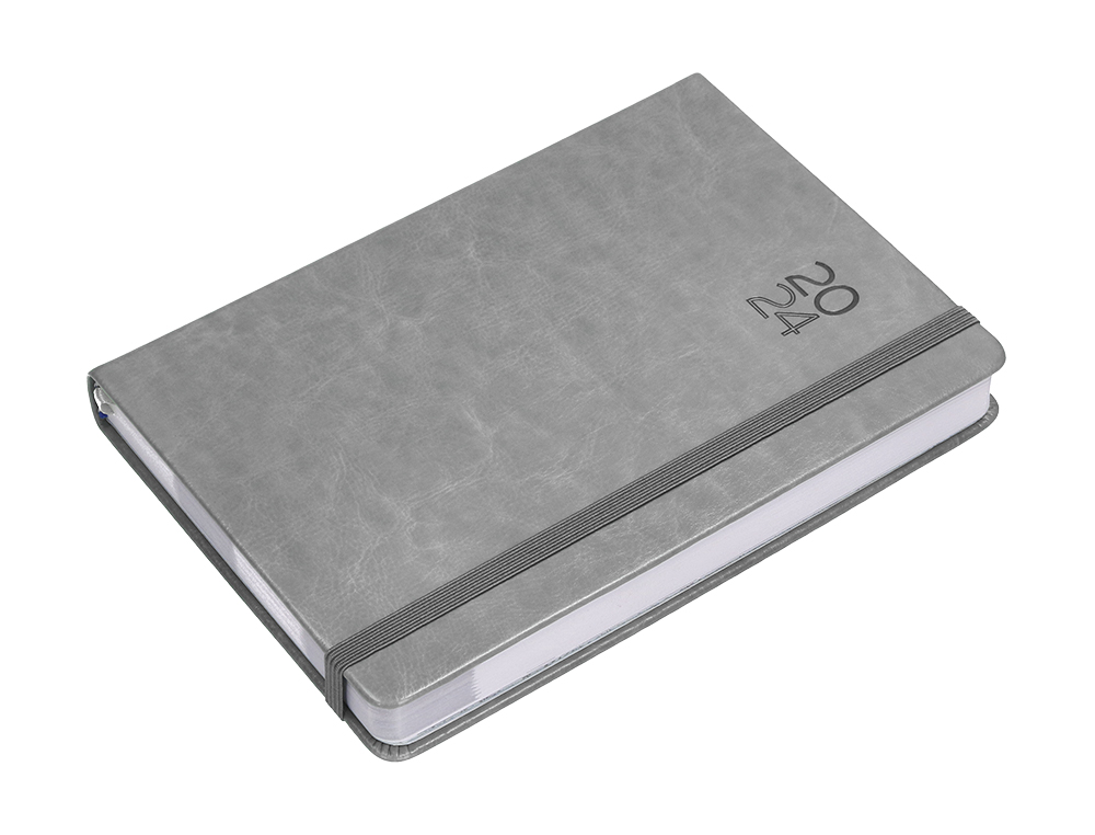 AGENDA ENCUADERNADA LIDERPAPEL MYKONOS 15X21 CM 2024 DIA PAGINA COLOR GRIS PAPEL 70 GR