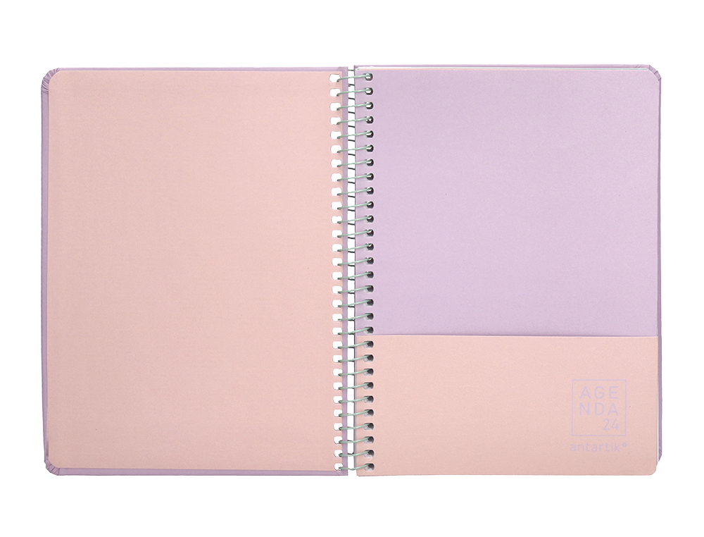 AGENDA DE OFICINA ANTARTIK A6+ 2024 SEMANA VISTA 80 GR CON SOBRE Y 3 HOJAS PEGATINAS PEACH 130X175 MM