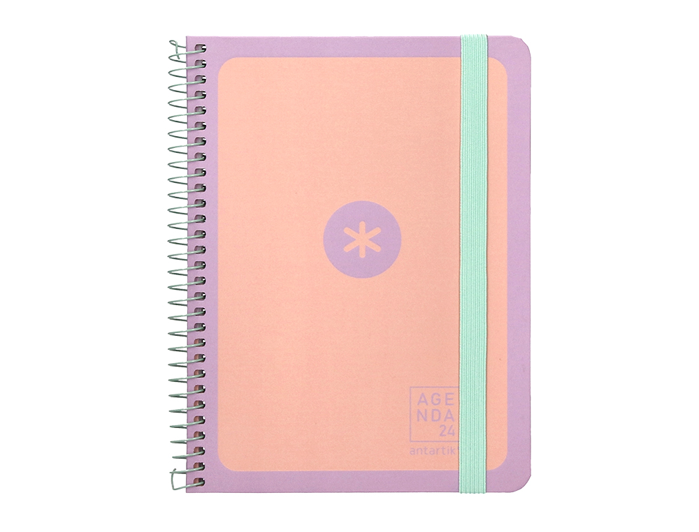 AGENDA DE OFICINA ANTARTIK A6+ 2024 SEMANA VISTA 80 GR CON SOBRE Y 3 HOJAS PEGATINAS PEACH 130X175 MM