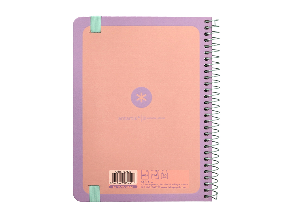 AGENDA DE OFICINA ANTARTIK A6+ 2024 SEMANA VISTA 80 GR CON SOBRE Y 3 HOJAS PEGATINAS PEACH 130X175 MM
