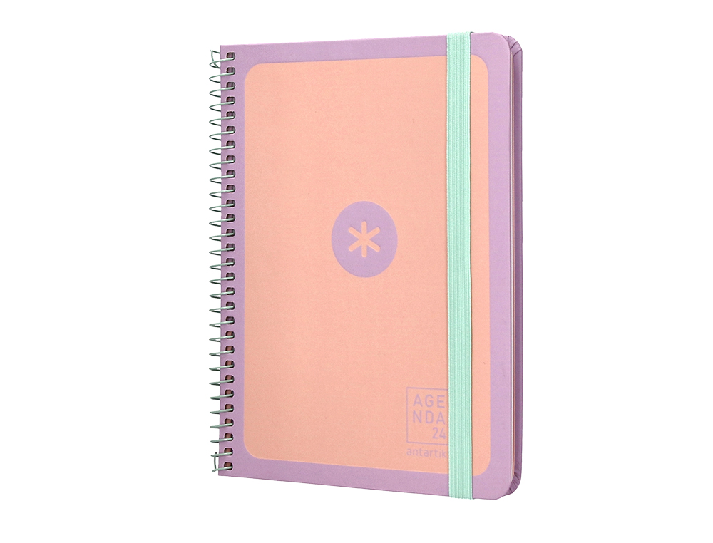 AGENDA DE OFICINA ANTARTIK A6+ 2024 SEMANA VISTA 80 GR CON SOBRE Y 3 HOJAS PEGATINAS PEACH 130X175 MM