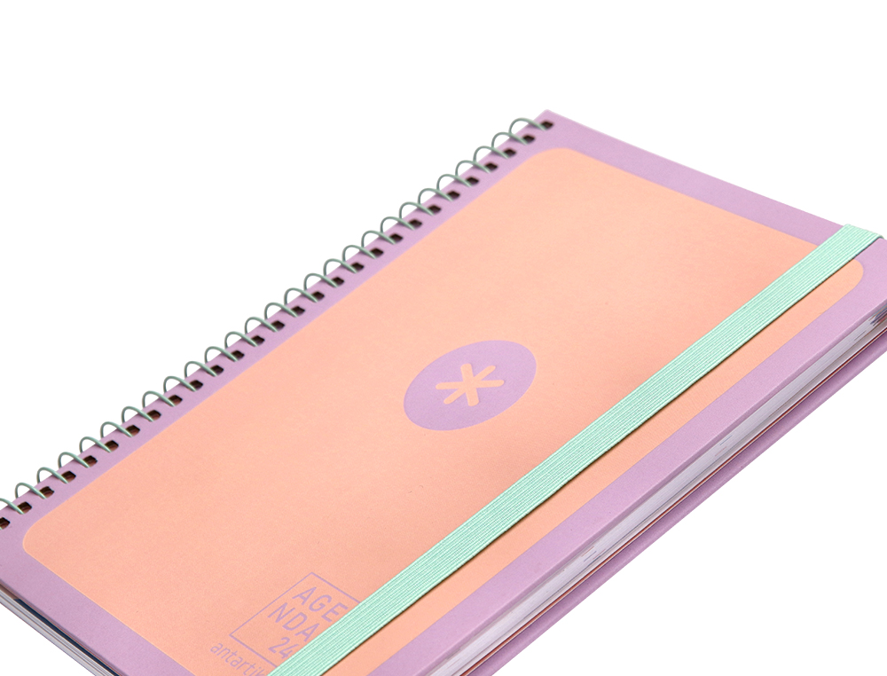 AGENDA DE OFICINA ANTARTIK A6+ 2024 SEMANA VISTA 80 GR CON SOBRE Y 3 HOJAS PEGATINAS PEACH 130X175 MM