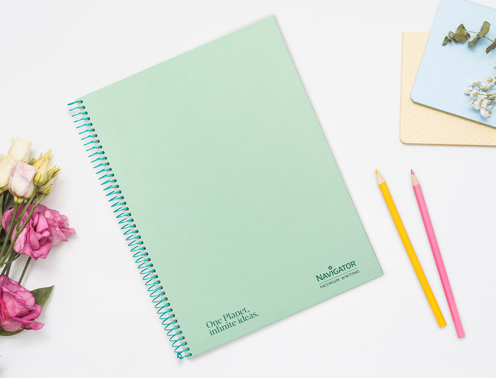 CUADERNO ESPIRAL NAVIGATOR A4 MICRO TAPA FORRADA 80H 80GR CUADRO 5MM 1 BANDA COLOR MENTA