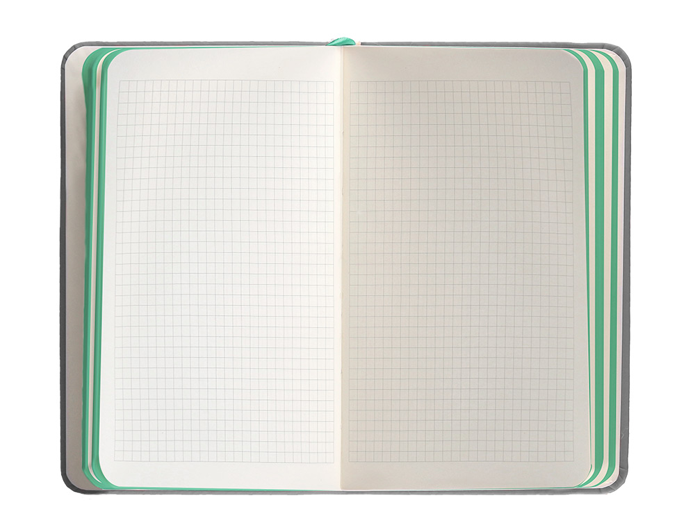 CUADERNO CON GOMILLA ANTARTIK NOTES TAPA DURA A6 HOJAS CUADRICULA GRIS Y TURQUESA 100 HOJAS 80 GR FSC