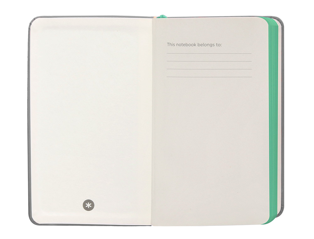CUADERNO CON GOMILLA ANTARTIK NOTES TAPA DURA A6 HOJAS CUADRICULA GRIS Y TURQUESA 100 HOJAS 80 GR FSC
