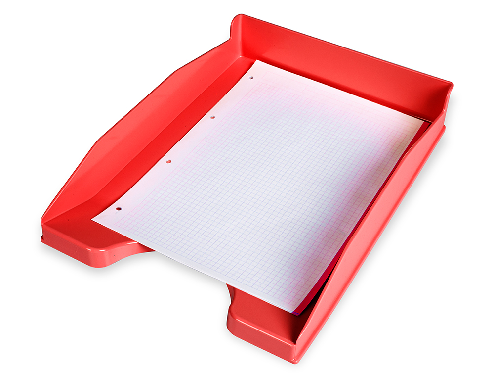 BANDEJA SOBREMESA PLASTICO Q-CONNECT ROJO OPACO 240X70X340 MM