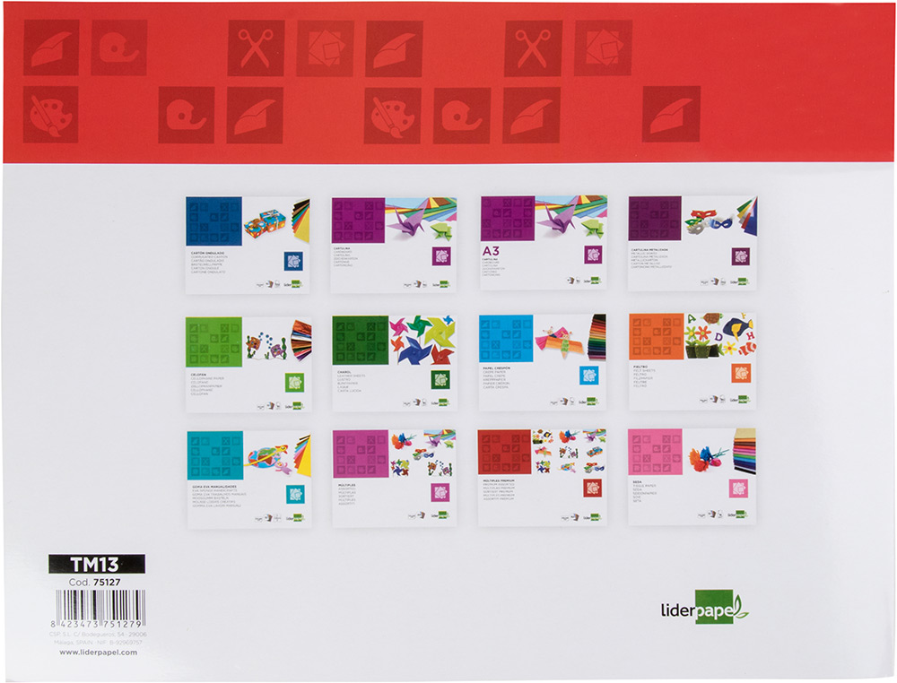 BLOC TRABAJOS MANUALES LIDERPAPEL PAPEL METALIZADO 240X315 MM 10 HOJAS COLORES SURTIDOS