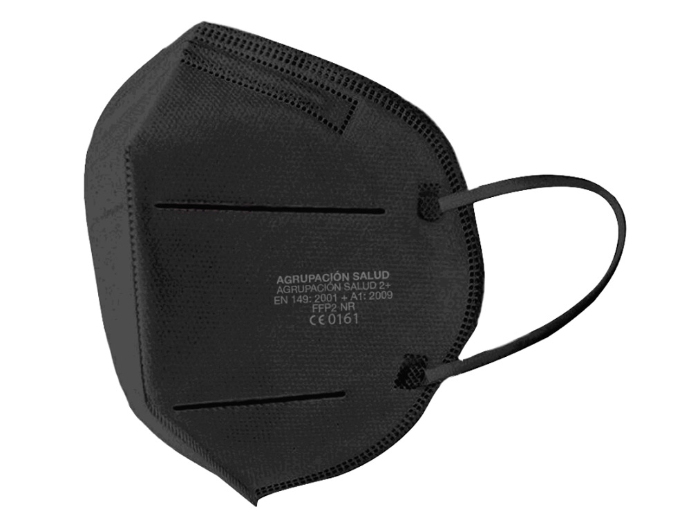 MASCARILLA FACIAL FFP2 AUTOFILTRANTE CERTIFICADO CE CON AJUSTE NASAL EMBOLSADA INDIVIDUALMENTE COLOR NEGRO