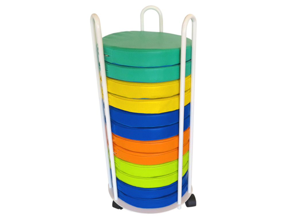 CARRO PORTACOJINES SUMO DIDACTIC + 12 PUFS COLORES SURTIDOS 35/40 CM DIAMETRO X 82 CM