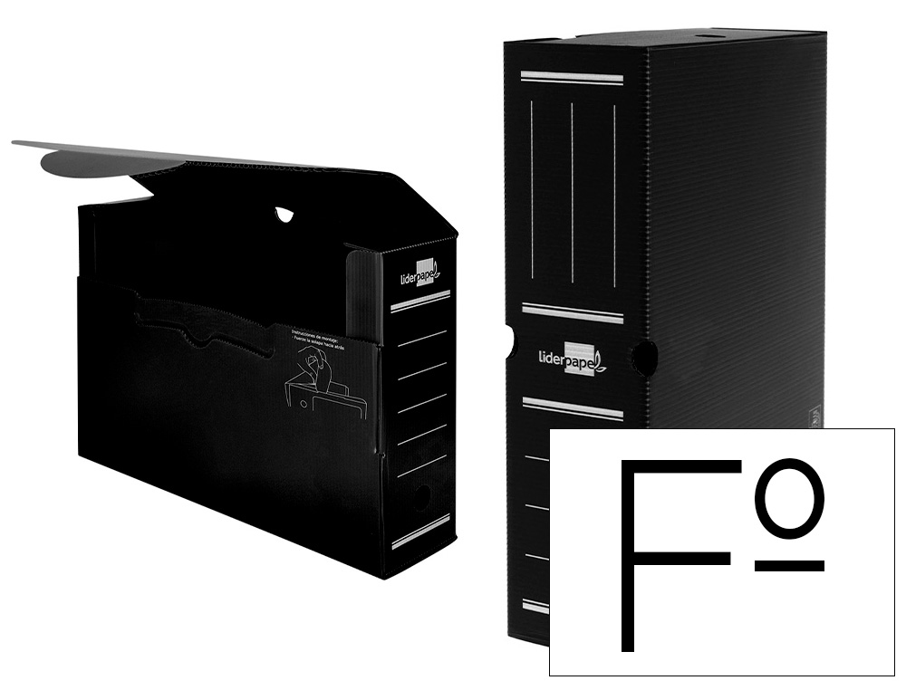 CAJA ARCHIVO DEFINITIVO PLASTICO LIDERPAPEL NEGRO 360X260X100 MM