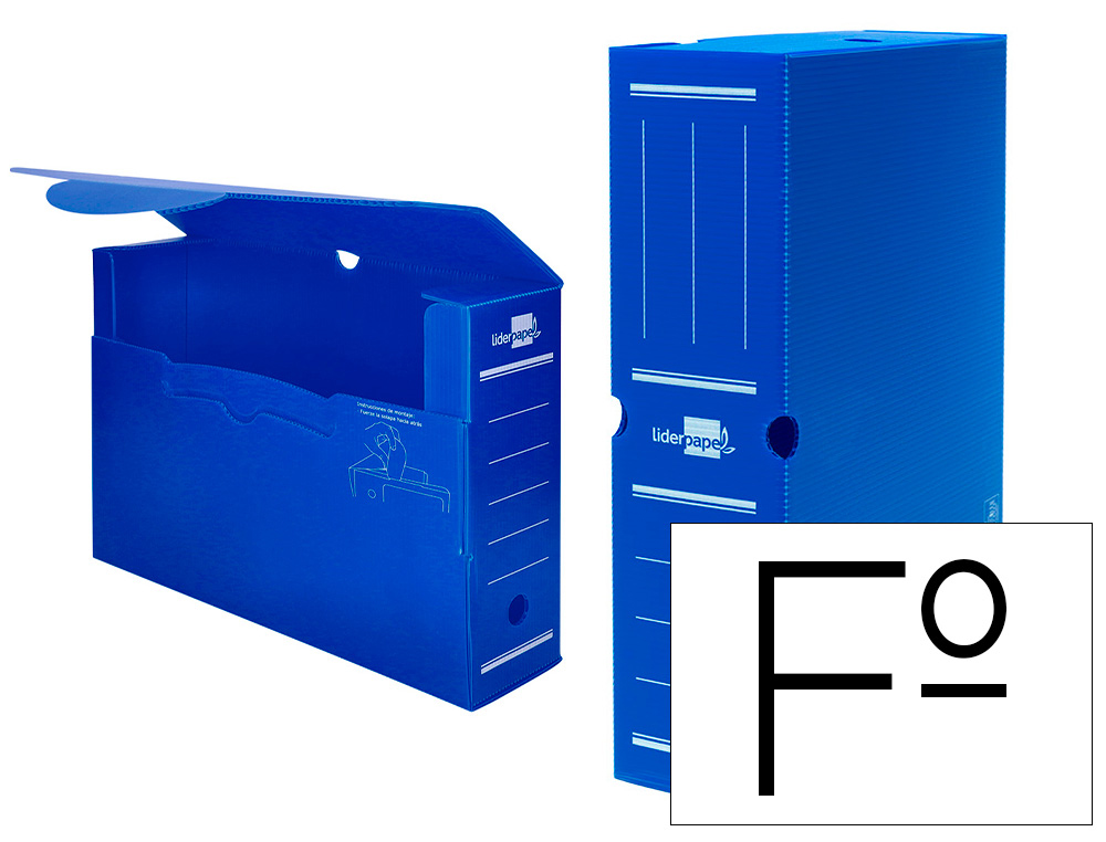 CAJA ARCHIVO DEFINITIVO PLASTICO LIDERPAPEL AZUL 360X260X100 MM