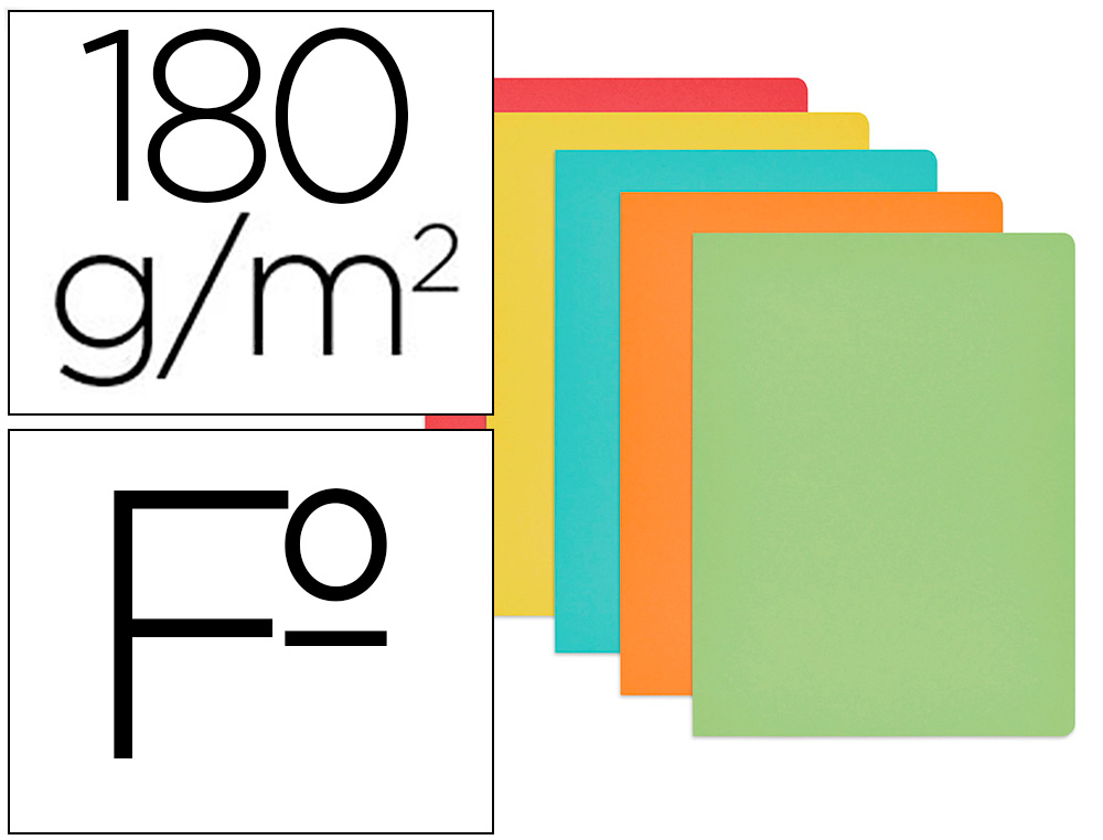 SUBCARPETA CARTULINA GIO FOLIO COLORES SURTIDOS 180 180 GR/M2 PAQUETE DE 50 UNIDADES
