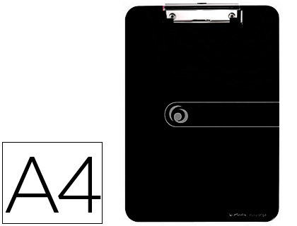PORTANOTAS HERLITZ CON PINZA DIN A4 POLIESTIRENO 2,5 MM NEGRO