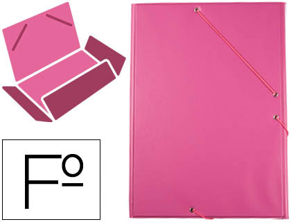 CARPETA LIDERPAPEL GOMAS PLASTICO FOLIO SOLAPAS COLOR FUCSIA
