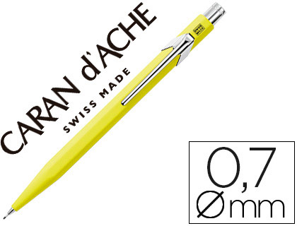 PORTAMINAS CARAN D'ACHE 844 0,7MM CUERPO AMARILLO ADORNOS CROMADOS