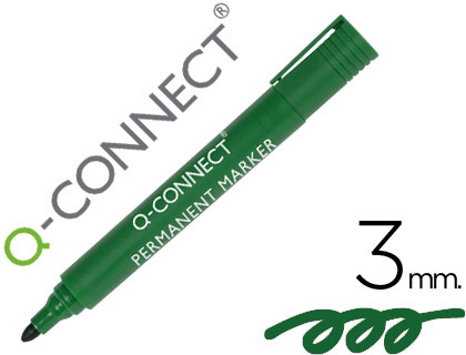 ROTULADOR Q-CONNECT MARCADOR PERMANENTE VERDE PUNTA REDONDA 3.0 MM