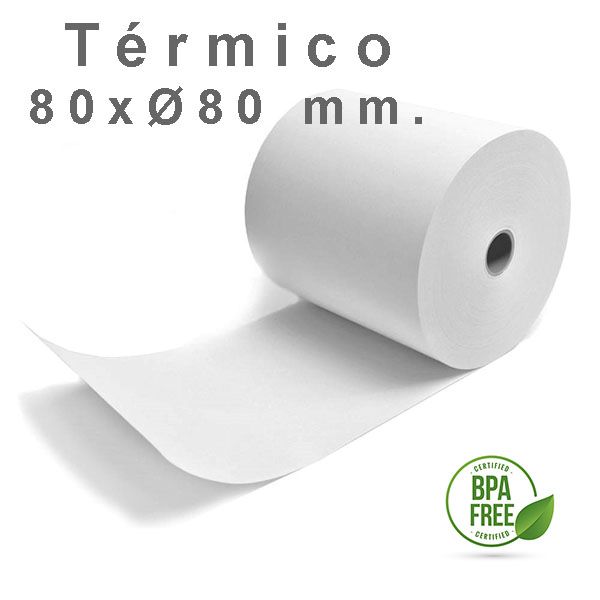 CAFETERIA-ROLLO SUMADORA TERMICO  80 MM ANCHO X 80 MM DIAMETRO SIN BISFENOL A